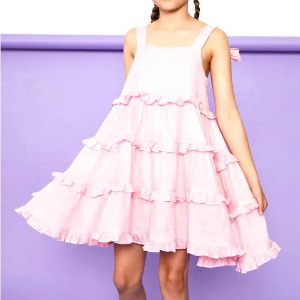 Bardot Polly Tiered Ruffle Bow Dress